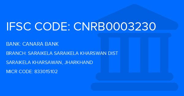 Canara Bank Saraikela Saraikela Kharswan Dist Branch IFSC Code