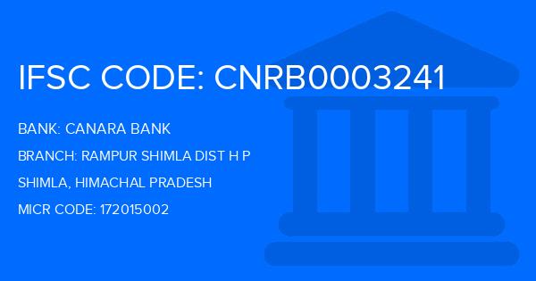 Canara Bank Rampur Shimla Dist H P Branch IFSC Code