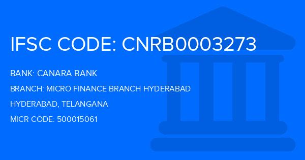 Canara Bank Micro Finance Branch Hyderabad Branch IFSC Code