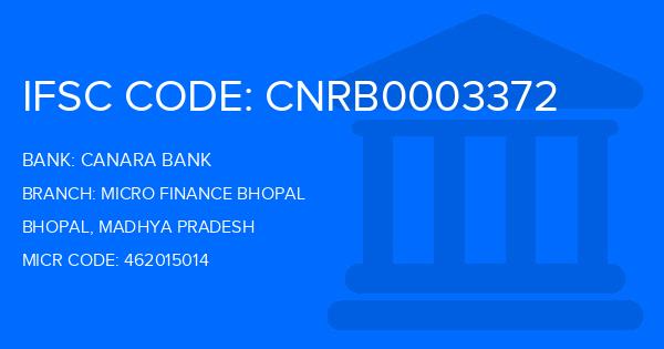 Canara Bank Micro Finance Bhopal Branch IFSC Code
