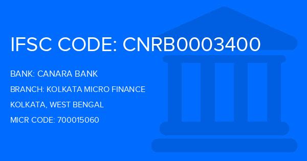 Canara Bank Kolkata Micro Finance Branch IFSC Code