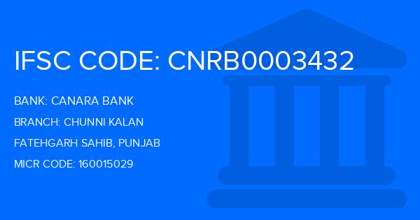 Canara Bank Chunni Kalan Branch IFSC Code