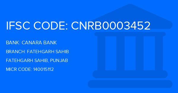 Canara Bank Fatehgarh Sahib Branch IFSC Code