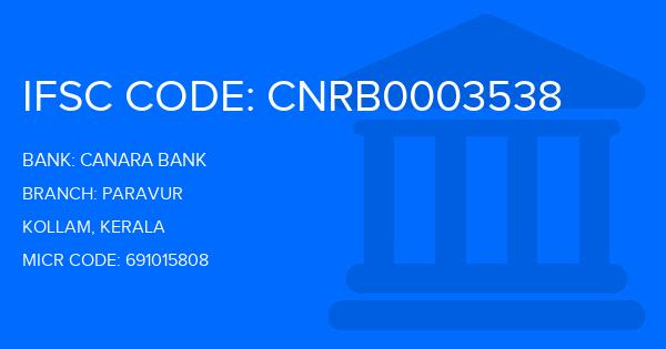 Canara Bank Paravur Branch IFSC Code