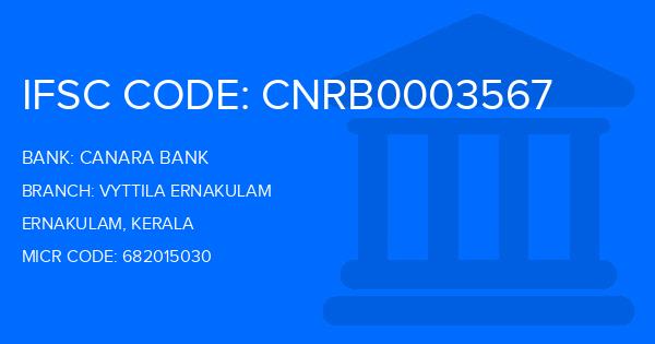 Canara Bank Vyttila Ernakulam Branch IFSC Code