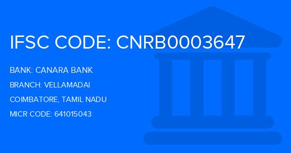 Canara Bank Vellamadai Branch IFSC Code