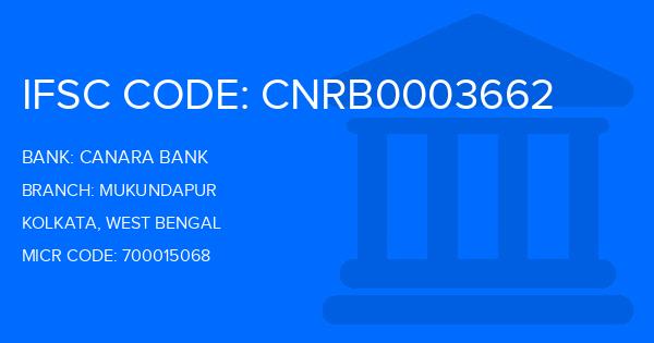 Canara Bank Mukundapur Branch IFSC Code