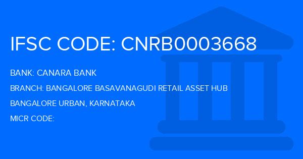 Canara Bank Bangalore Basavanagudi Retail Asset Hub Branch IFSC Code
