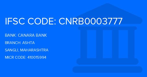 Canara Bank Ashta Branch IFSC Code
