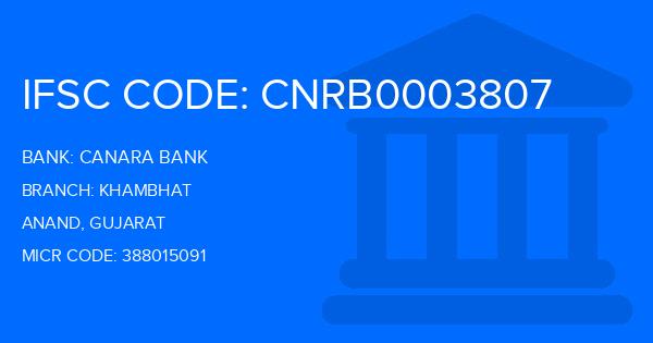 Canara Bank Khambhat Branch IFSC Code