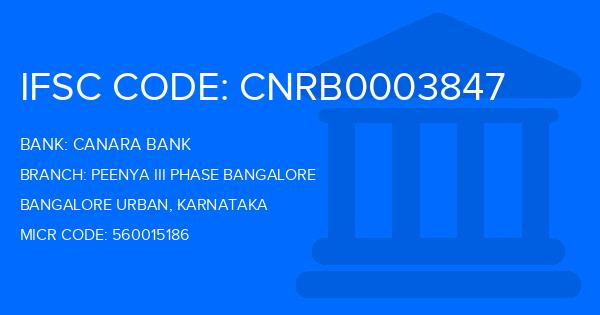 Canara Bank Peenya Iii Phase Bangalore Branch IFSC Code