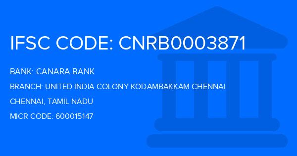 Canara Bank United India Colony Kodambakkam Chennai Branch IFSC Code