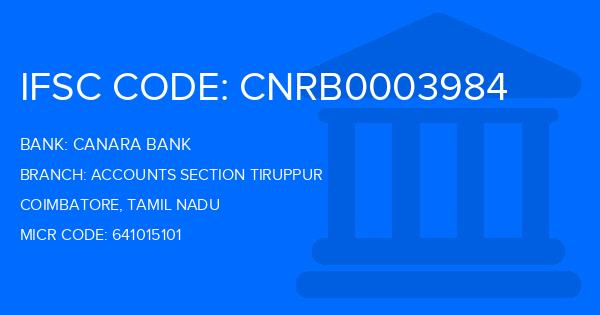 Canara Bank Accounts Section Tiruppur Branch IFSC Code