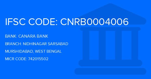 Canara Bank Nidhinagar Sarsabad Branch IFSC Code