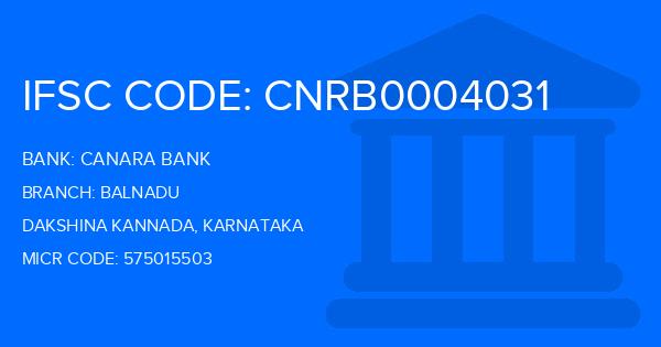 Canara Bank Balnadu Branch IFSC Code