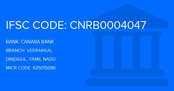 Canara Bank Veerakkal Branch IFSC Code