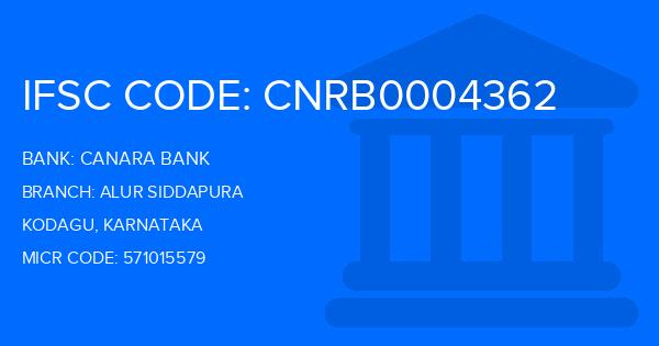 Canara Bank Alur Siddapura Branch IFSC Code