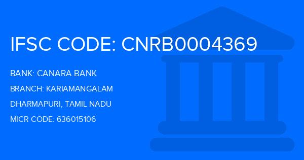 Canara Bank Kariamangalam Branch IFSC Code