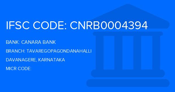 Canara Bank Tavaregopagondanahalli Branch IFSC Code