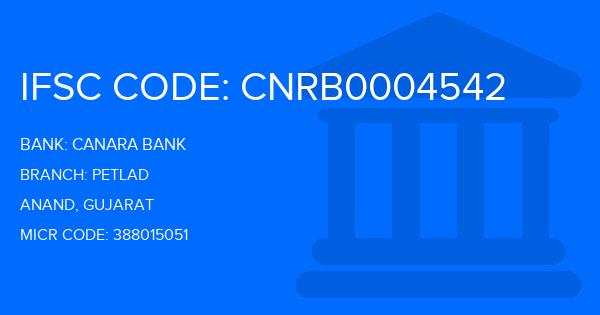 Canara Bank Petlad Branch IFSC Code