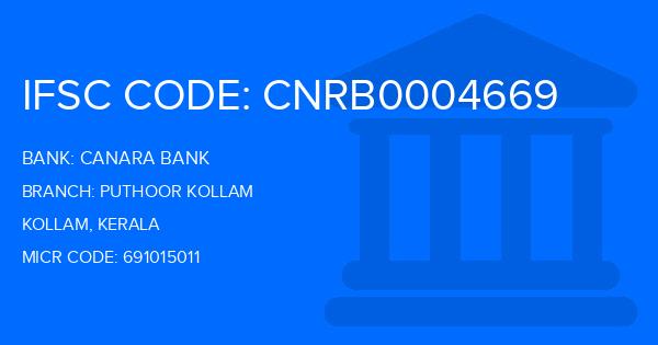 Canara Bank Puthoor Kollam Branch IFSC Code