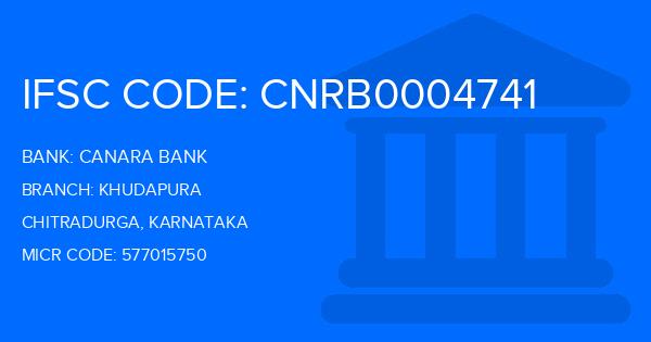 Canara Bank Khudapura Branch IFSC Code