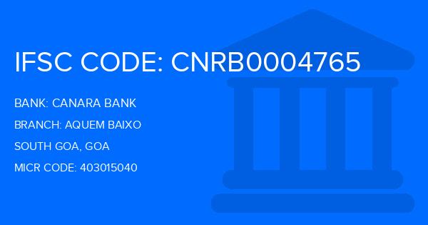 Canara Bank Aquem Baixo Branch IFSC Code