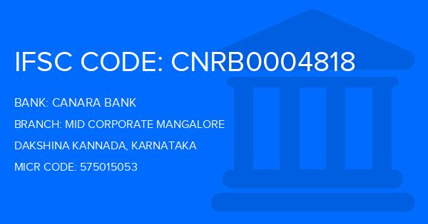Canara Bank Mid Corporate Mangalore Branch IFSC Code