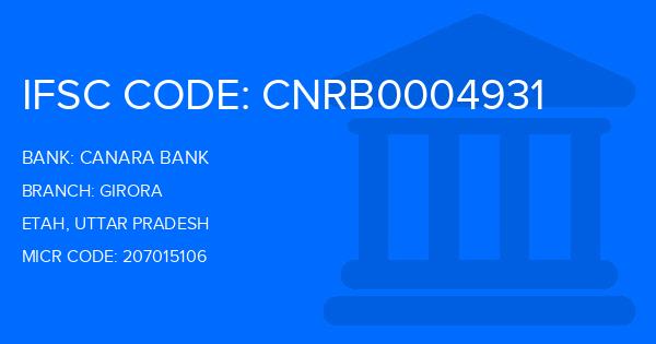 Canara Bank Girora Branch IFSC Code