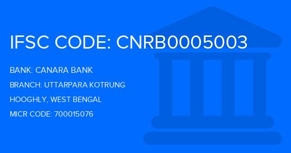 Canara Bank Uttarpara Kotrung Branch IFSC Code