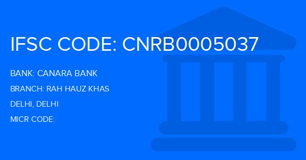 Canara Bank Rah Hauz Khas Branch IFSC Code