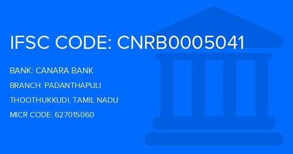 Canara Bank Padanthapuli Branch IFSC Code