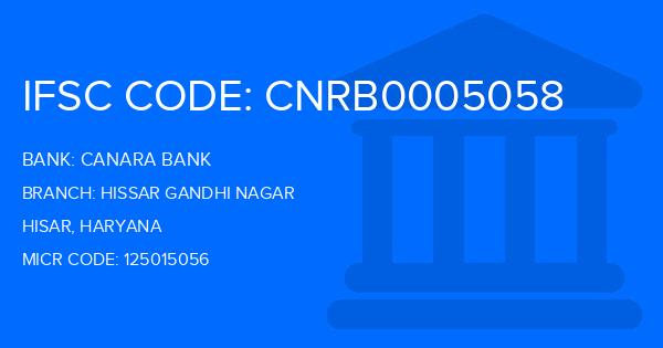 Canara Bank Hissar Gandhi Nagar Branch IFSC Code