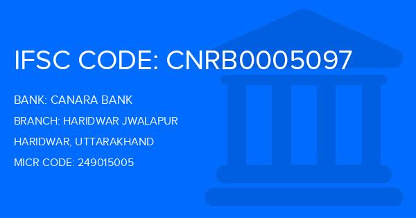 Canara Bank Haridwar Jwalapur Branch IFSC Code