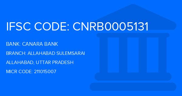Canara Bank Allahabad Sulemsarai Branch IFSC Code