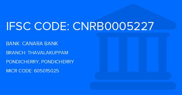 Canara Bank Thavalakuppam Branch IFSC Code