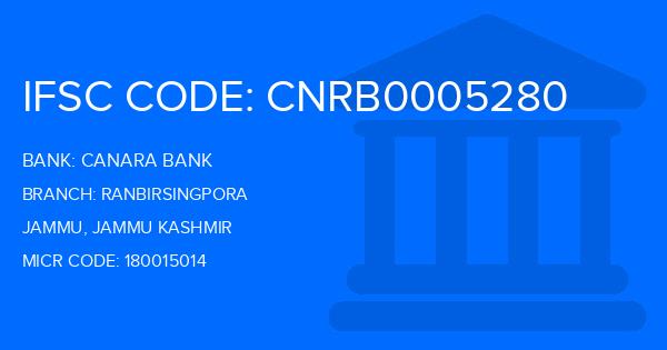 Canara Bank Ranbirsingpora Branch IFSC Code