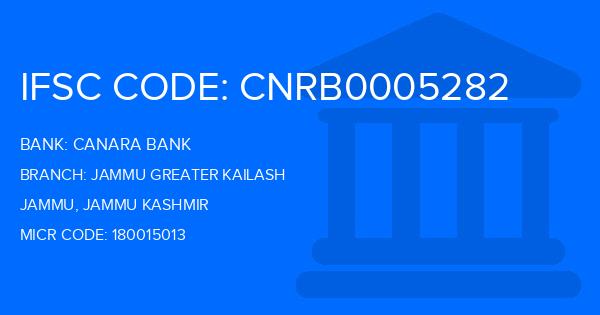 Canara Bank Jammu Greater Kailash Branch IFSC Code