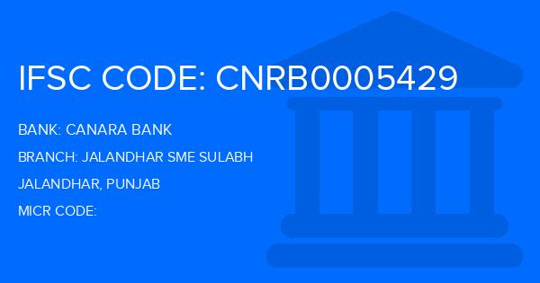 Canara Bank Jalandhar Sme Sulabh Branch IFSC Code