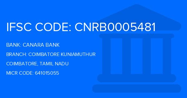 Canara Bank Coimbatore Kuniamuthur Branch IFSC Code