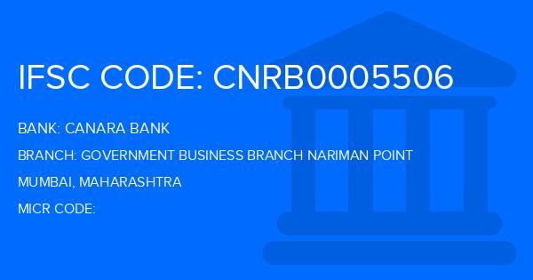 Canara Bank Government Business Branch Nariman Point Branch IFSC Code
