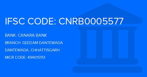 Canara Bank Geedam Dantewada Branch IFSC Code