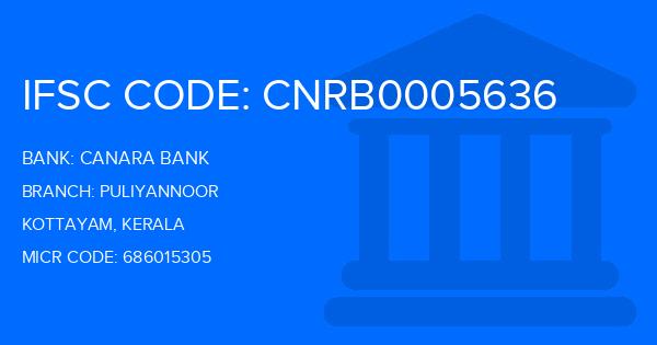 Canara Bank Puliyannoor Branch IFSC Code