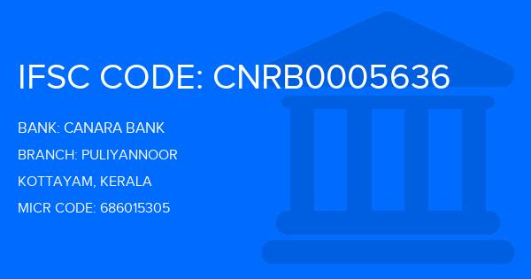 Canara Bank Puliyannoor Branch IFSC Code