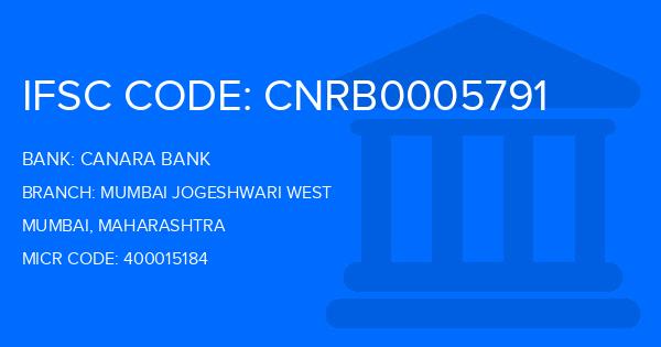 Canara Bank Mumbai Jogeshwari West Branch IFSC Code