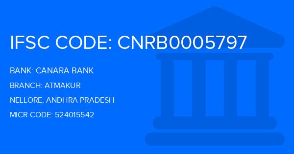 Canara Bank Atmakur Branch IFSC Code