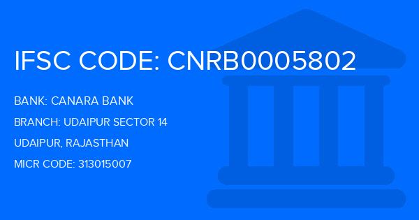 Canara Bank Udaipur Sector 14 Branch IFSC Code
