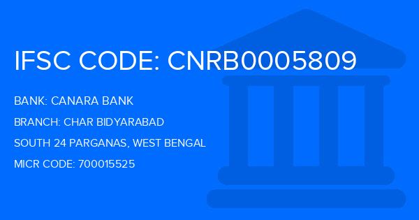 Canara Bank Char Bidyarabad Branch IFSC Code