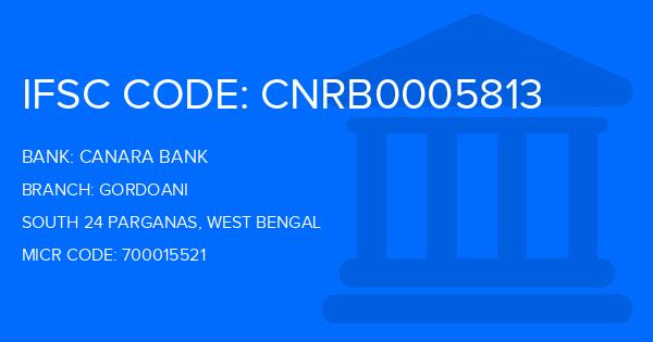 Canara Bank Gordoani Branch IFSC Code