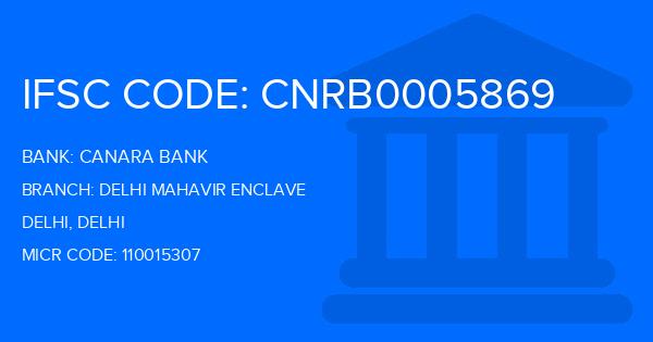 Canara Bank Delhi Mahavir Enclave Branch IFSC Code